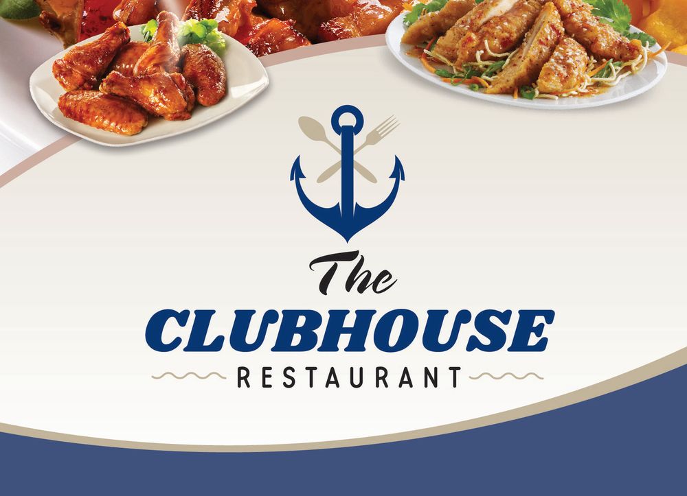 The Clubhouse Restaurant, with plates of chicken wings and pasta